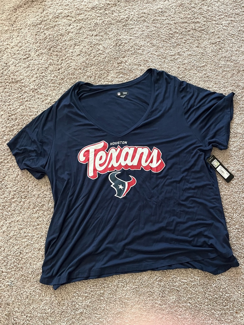 NFL Houston Texans Women 4XL VNeck Short Sleeve T-shirt Navy Blue w/glitter NWT